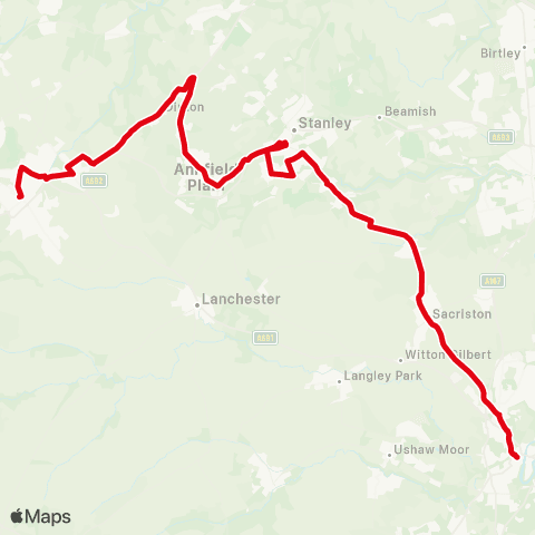 Go North East Bus Sta Stand F - Consett Bus Sta Stand B map