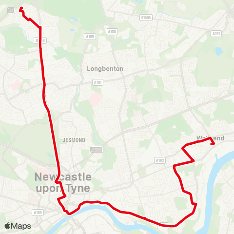 Go North East Brunton Lane-Farm Cottages - Interchange map