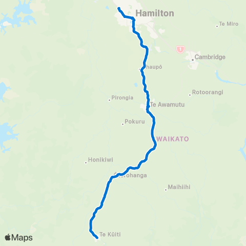 Busit Te Kuiti Connector map