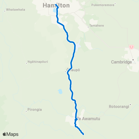 Busit Te Awamutu map