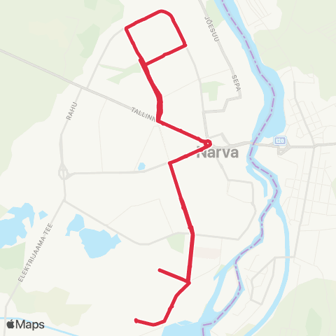 GoBus (Narva) Kutsekooli - Kauba - Kutsekooli map