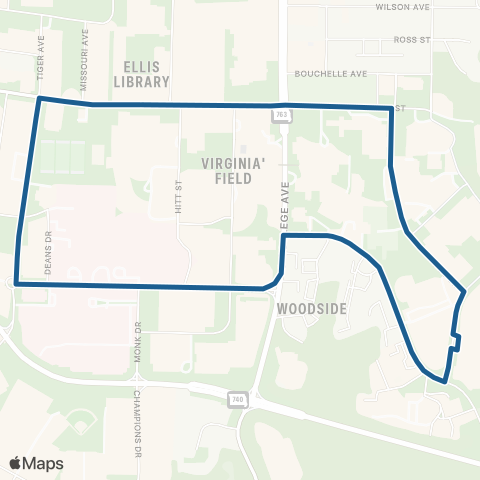 GoCOMO Trowbridge Loop map