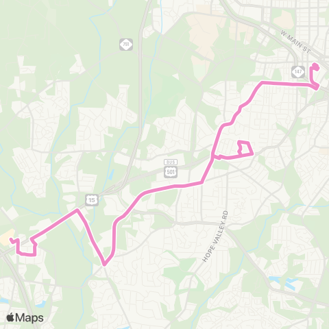 GoDurham Chapl Hill Rd – S. Square – New Hope map