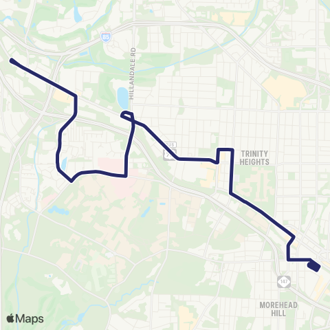 GoDurham W. Main – Duke / VA – Hillsborough map