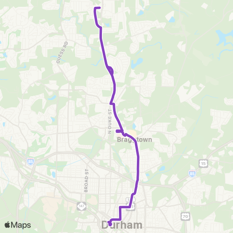 GoDurham N. Roxboro – Duke Regnl - Milton Rd map