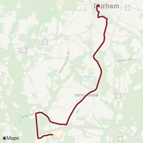 GoDurham Fayetteville St – NCCU – Southpoint map
