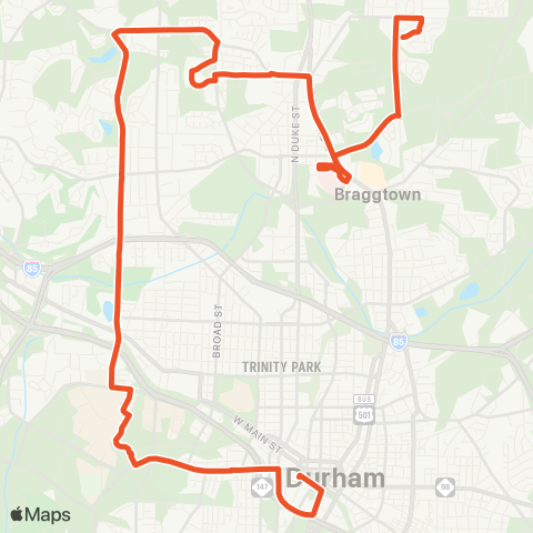 GoDurham Duke VA - Duke Rgnl - Danube Ln map