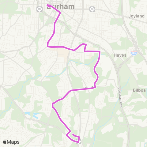GoDurham Lawson St – NCCU – Durham Tech map