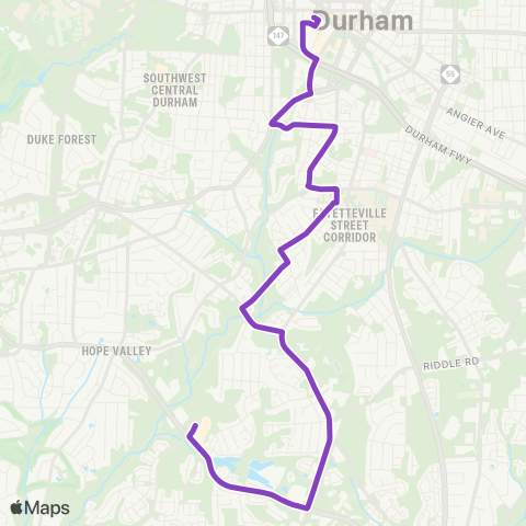 GoDurham Forest Hills – S. Rox– MLK Pkwy map
