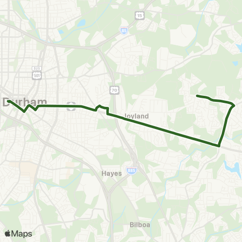 GoDurham Holloway St – Village – Southern HS map