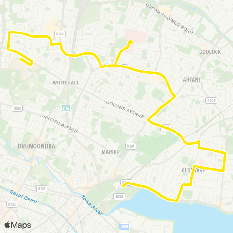 Go-Ahead Ireland Clontarf Station - DCU (The Helix) map