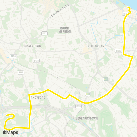 Go-Ahead Ireland Ticknock - Blackrock map