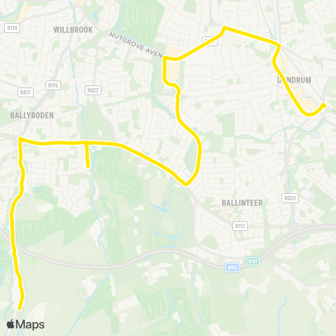 Go-Ahead Ireland Rockbrook - Dundrum map
