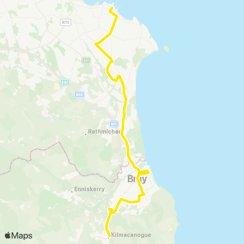 Go-Ahead Ireland Kilmacanogue - Dun Laoghaire map