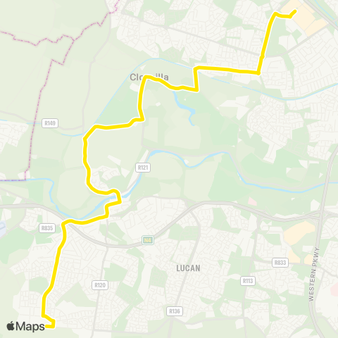 Go-Ahead Ireland Blanchardstown SC - Adamstown Station map