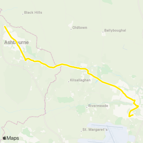 Go-Ahead Ireland Airside Ind. Estate, stop 7210 - Ashbourne Retail Pk, stop 101001 map