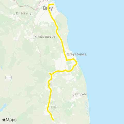 Go-Ahead Ireland Newcastle Hospital - Bray Station map