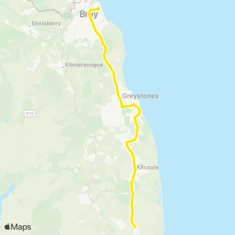 Go-Ahead Ireland Sea Road, Newcastle - Bray Station map