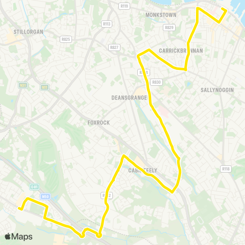 Go-Ahead Ireland Dun Laoghaire Sta - Leopardstown Valley map