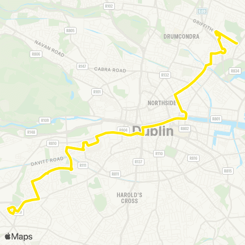 Go-Ahead Ireland Kilnamanagh Road - Griffith Avenue East map