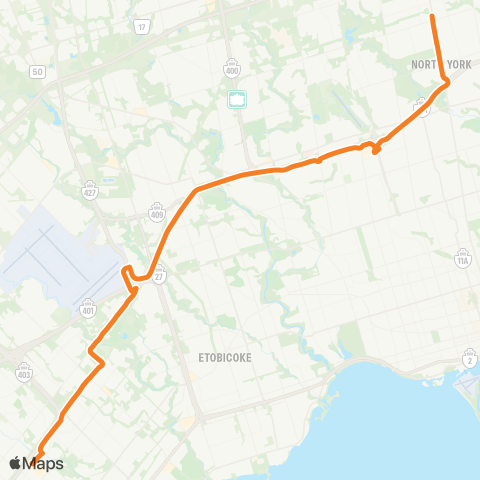 GO Transit Mississauga / North York map