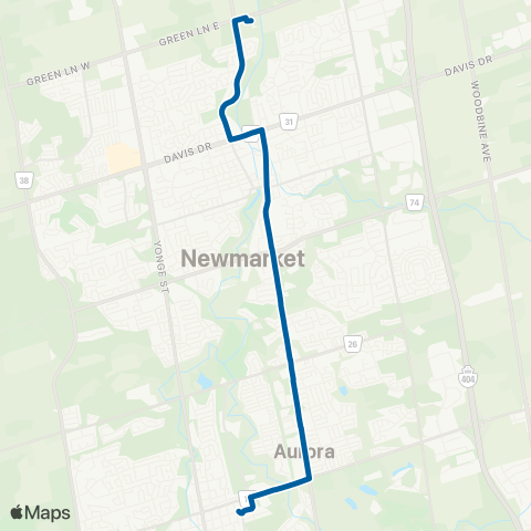 GO Transit Barrie / Newmarket map