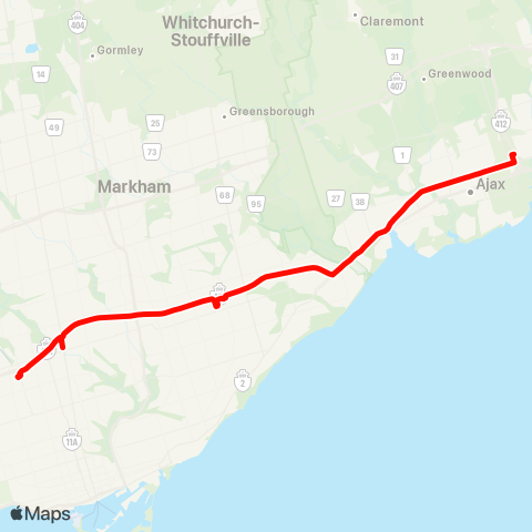 GO Transit Oshawa / Yorkdale map