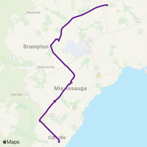 GO Transit Oshawa / Oakville map
