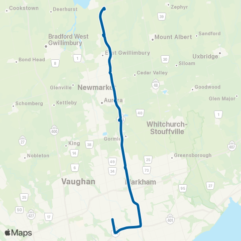 GO Transit Keswick / North York map