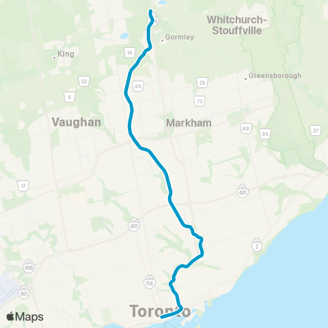 GO Transit Richmond Hill map