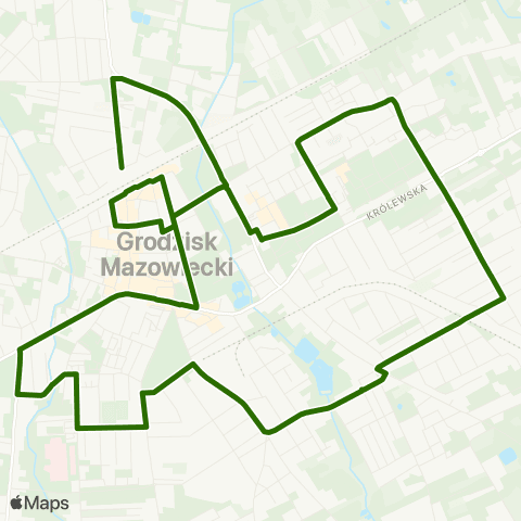Grodziskie Przewozy Autobusowe Grodzisk Maz. Traugutta Dw. PKP — Grodzisk Maz. Dw. PKP map