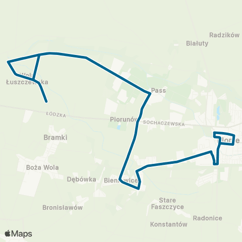 Grodziskie Przewozy Autobusowe Bramki DPS — Błonie Wyszyńskiego map
