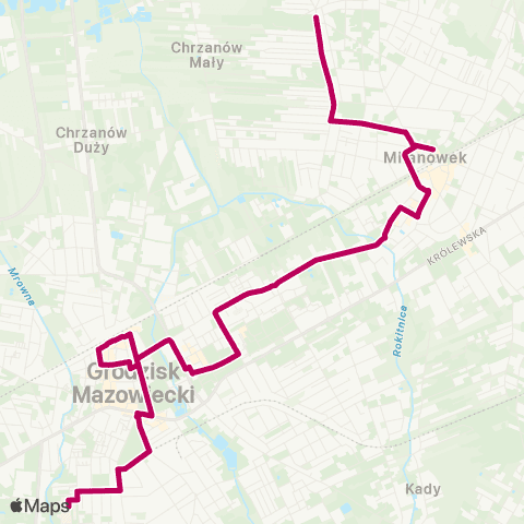 Grodziskie Przewozy Autobusowe Milanówek Cmentarz — Grodzisk Maz. Szpital map