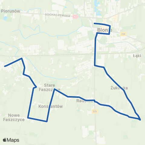 Grodziskie Przewozy Autobusowe Bieniewice Szkoła — Błonie Szkoła Nr 2 map