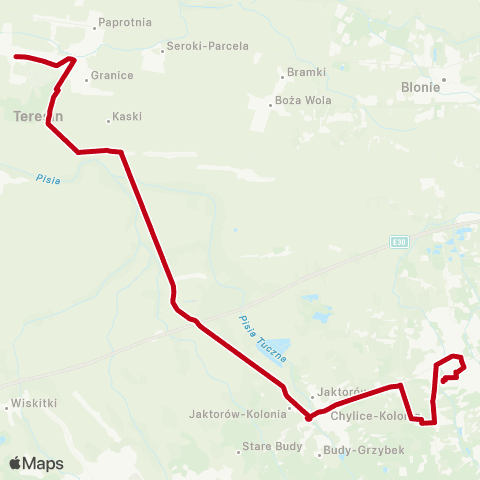 Grodziskie Przewozy Autobusowe Grodzisk Maz. Szpital — Nowy Teresin map