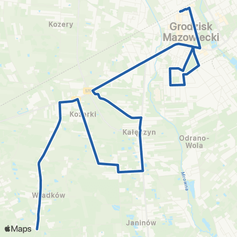 Grodziskie Przewozy Autobusowe Grodzisk Maz. Dw. PKP — Władków Pętla map