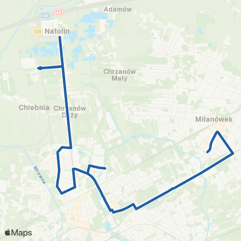 Grodziskie Przewozy Autobusowe Grodzisk Maz. Rokiciańska — Natolin Glinianki map
