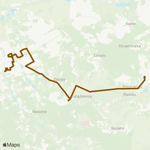 Grodziskie Przewozy Autobusowe Grodzisk Maz. Szpital — P+R Nadarzyn map