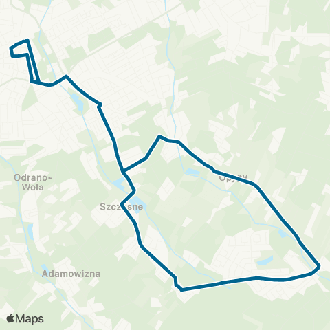 Grodziskie Przewozy Autobusowe Grodzisk Maz. Dw. PKP — Książenice Batalion map