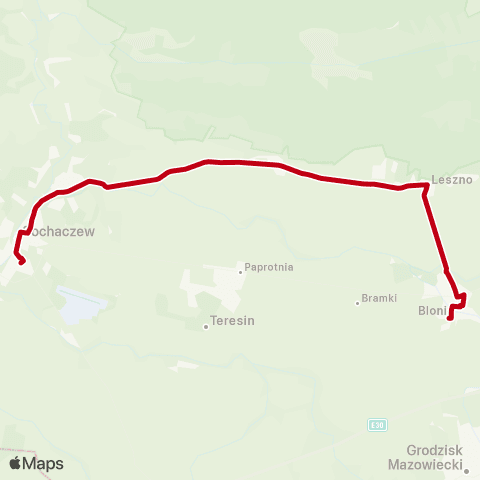 Grodziskie Przewozy Autobusowe Błonie PKP — Sochaczew Sienkiewicza (przy PKP) map