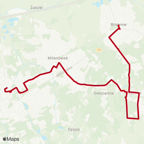 Grodziskie Przewozy Autobusowe Brwinów Rynek — Grodzisk Maz. Dw. PKP map