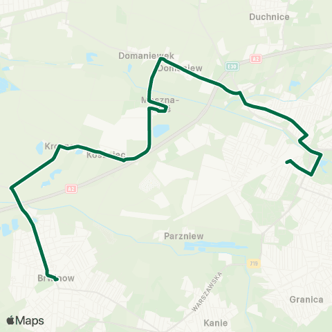 Grodziskie Przewozy Autobusowe PKP Pruszków — Brwinów Rynek map