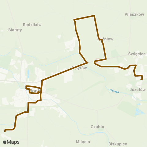 Grodziskie Przewozy Autobusowe Płochocin PKP / Kolejowa — Stare Faszczyce map