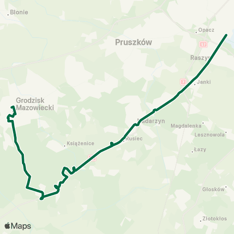 Grodziskie Przewozy Autobusowe Grodzisk Maz. Dw. PKP — P+R Al. Krakowska map