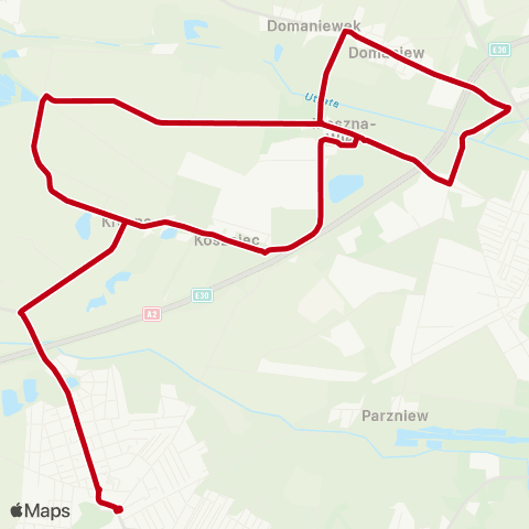 Grodziskie Przewozy Autobusowe Brwinów Rynek — Domaniew II map