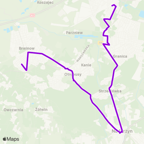 Grodziskie Przewozy Autobusowe PKP Pruszków — Brwinów Zespół Szkół Ogólnokształcących map