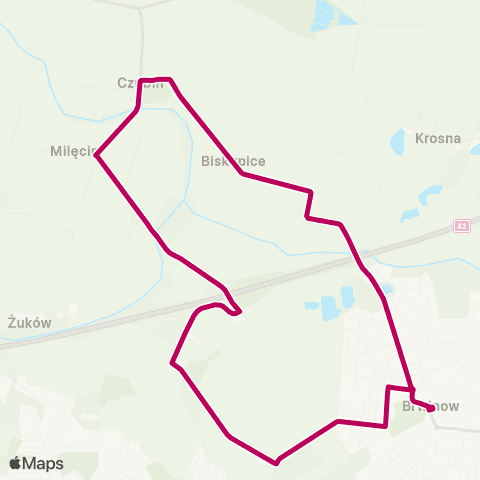 Grodziskie Przewozy Autobusowe Brwinów Rynek — Milęcin II map