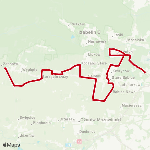 Grodziskie Przewozy Autobusowe Zaborów Szkoła — Stare Bemowo map