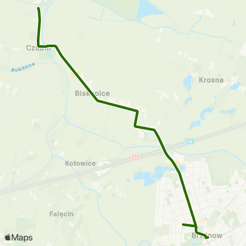 Grodziskie Przewozy Autobusowe Rokitno-Majątek Sanktuarium — Brwinów Rynek map