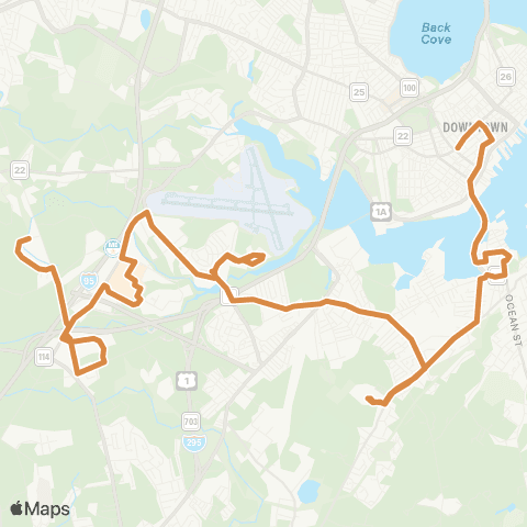 Greater Portland Metro Bus Maine Mall via Broadway map